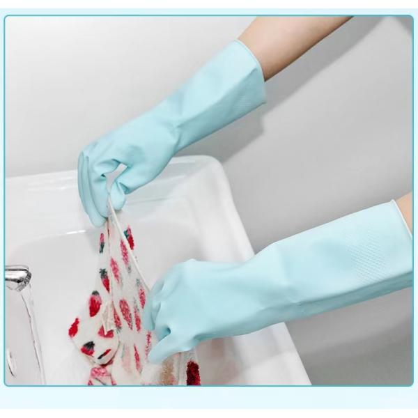 Flocked Lining Blue Latex Glove Morandi Household Natural Latex Glove