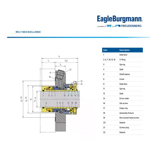 ECartex EagleBurgmann Mechanical Seal ANSI CARTEX DN Face Mechanical Seal