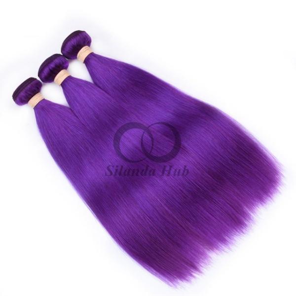 Purple Straight Remy Human Hair Bundles Sew In Weave Bundles Brazilian Bundle Deals
