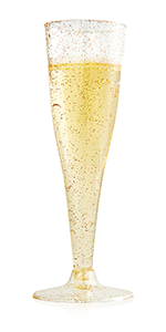 Plastic Champagne Flutes, 4.5 Oz Gold Rim Glasses, Disposable Clear Toasting Glasses Recyclable Cups For Wedding Party