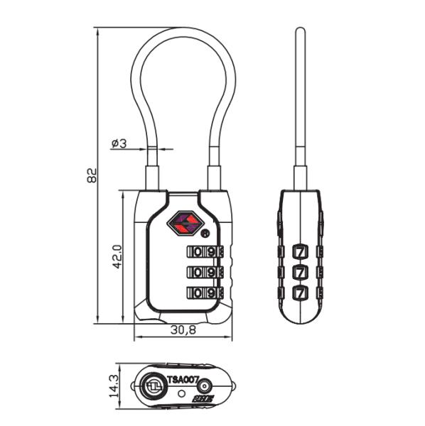 Rarlux TSA Padlock Anti-Theft Durable High Safety Zinc Alloy Luggage Suitcase Key & Password Combination Padlock