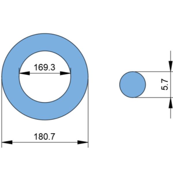 Jis G Standard O Ring Seals G170 NBR Rubber 70 Shore A Wire Diameter 5.7mm