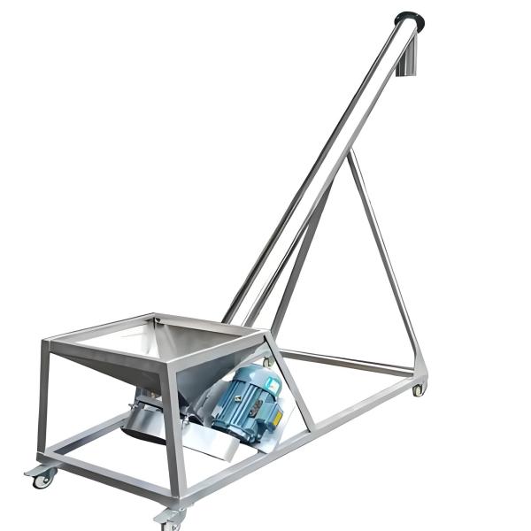 Stainless Steel Flexible Incline Spiral Feeder with PLC Control and Adjustable Incline for Grain & Rice Hull Transportation