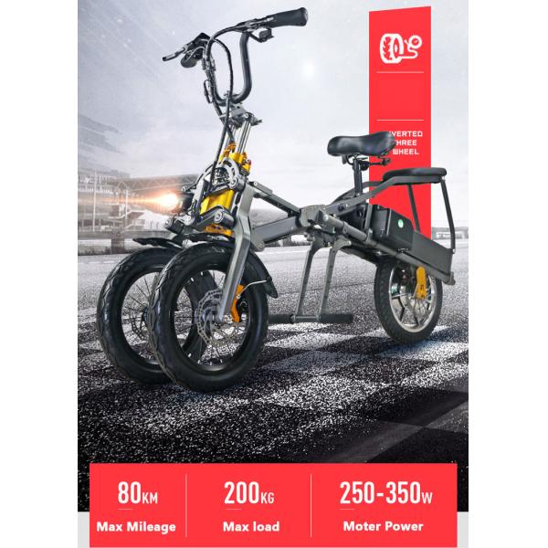 3 Wheel Electric Scooter Bicycle , Adult Foldable Electric Tricycle 3 Speed 350W