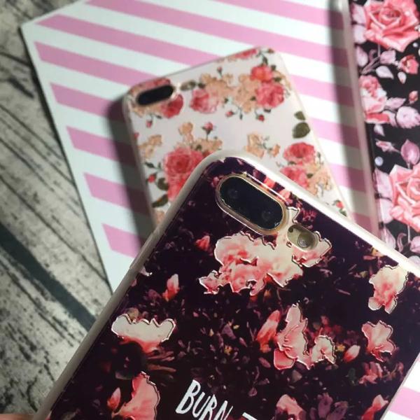 PC+TPU Silk Skin Back Cover 3D Relief Painting Retro Flowers Pattern Cell Phone Case For iPhone 7 6s Plus