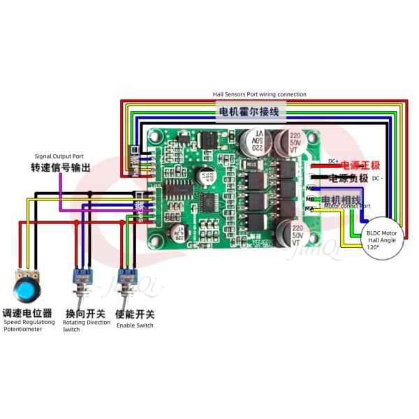 JYQD_V7.3B Hall Sensors BLDC Мотор напряжение 7 ~ 48V Максимальный ток 10A Мощность привода менее 200 Вт