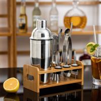 Cocktail antirouille d'acier inoxydable de 24oz 13Pcs réglé avec la base en bois de support