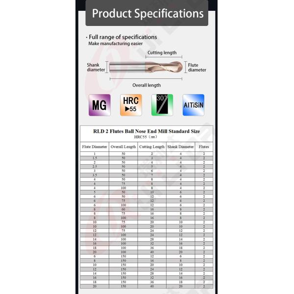 8mm Metric Ball Nose End Mills 5/16