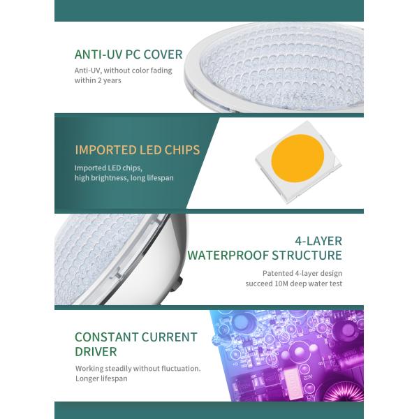 света приведенные бассейна 150W PAR56 IP68 1700LM водоустойчивые греют белое