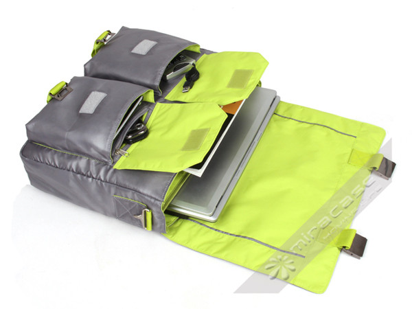 Womens Silver / Purple Sportive Shinning Grey Nylon Messenger Bag for 15.6” Laptop