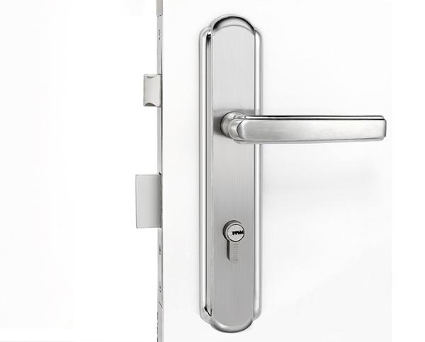 Set de fechadura de porta de aço inoxidável de cetim com alça de alavanca de 116 × 55 mm