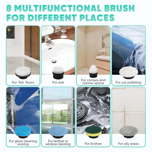 Electric Spin Scrubber Cordless Bath Tub Kitchen Cleaner Brush for Household Cleaning