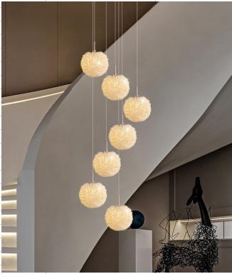 Lampe de lychee de cristal moderne Luxe Villa Duplex Éclairage d'escalier pour le salon et la chambre haute