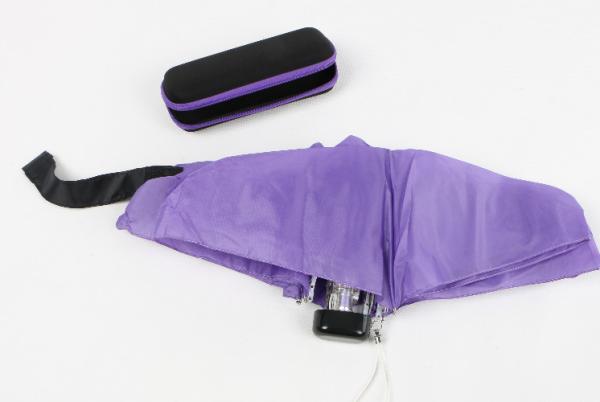 Super Flat Compact Travel Umbrella Pocket Size Purple With Custom Logo Print
