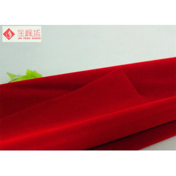 Custom Knitted Red Velvet Fabric , Soft Knitting Flock Fabric 1.4m / 1.45m / 1.48m