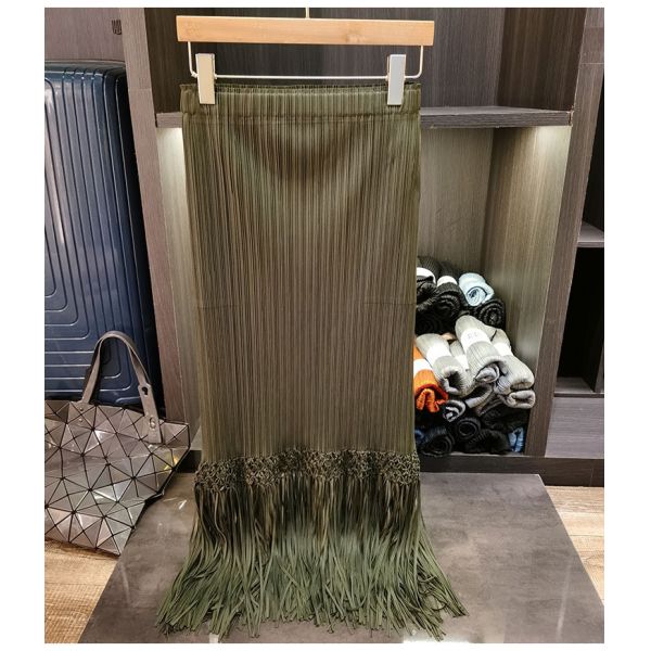 Women's Pleated Skirt Solid Color Versatile Ins Style with Medium Length Slimming Casual Look for Summer