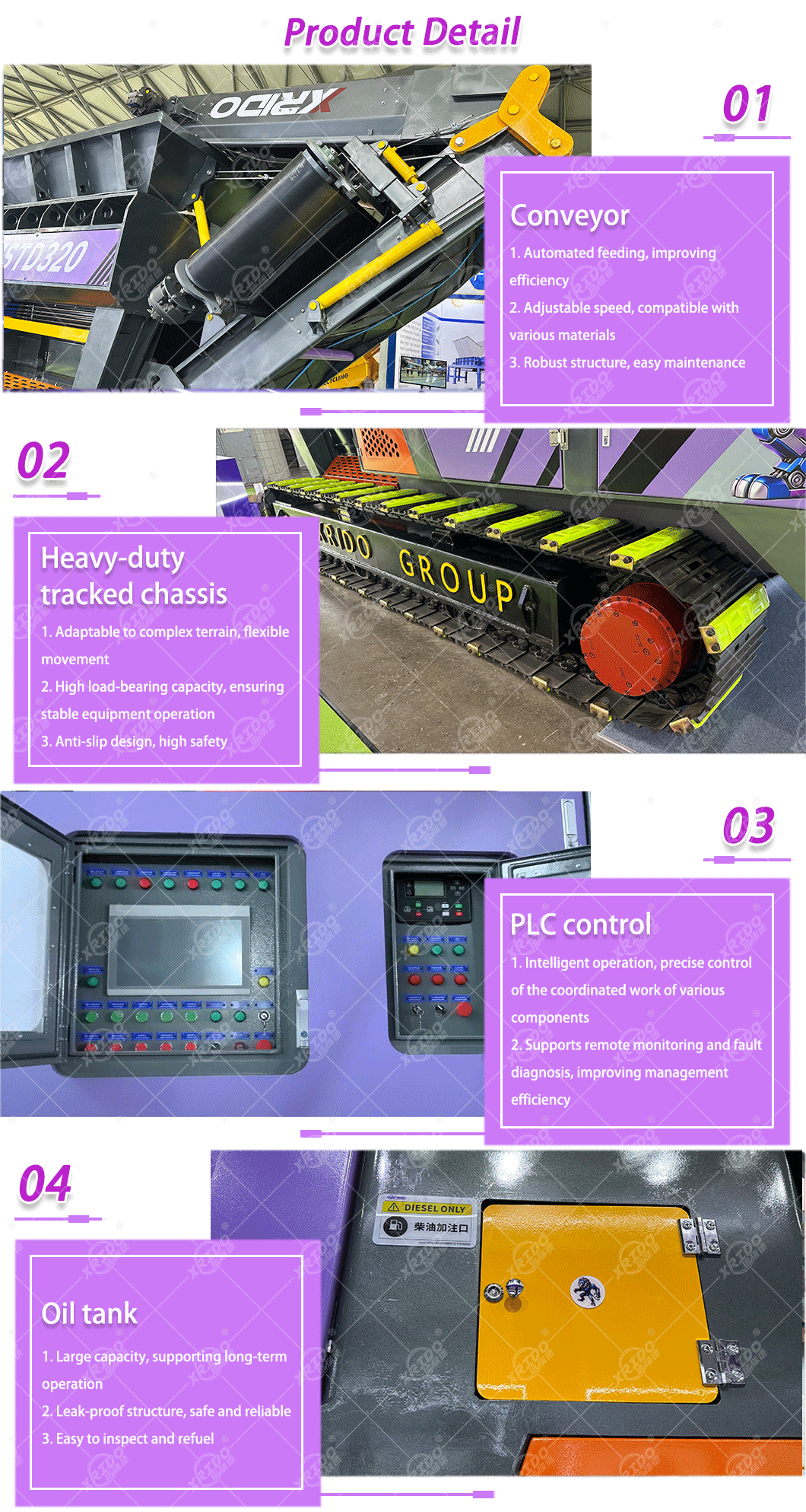 55 Kw Power Double Shaft Design Tracked Mobile Shredder with High Efficiency Low Energy Consumption for Waste Processing