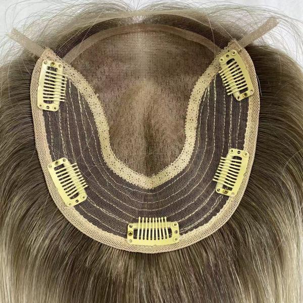 Wholesale T- Ashblonde Silk Base Closure Topper Virgin Human Hair Toupee Replacement System for Women Cheaper Price Hairpiece