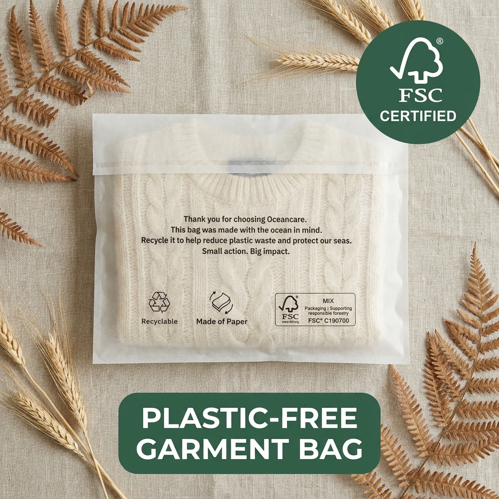 Green Packaging Glassine Bag Apparel Eco-Friendly Zero Plastic Clothing EU