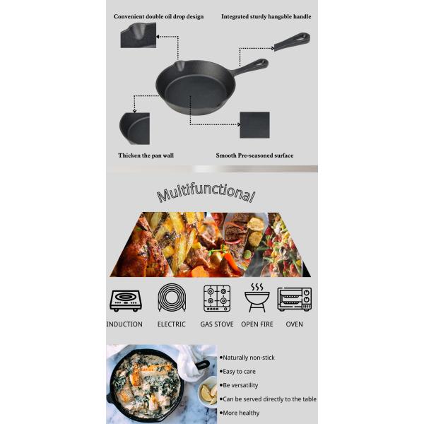 Лоток Skillet литого железа ODM OEM Pre приправил сковороду 26/30cm