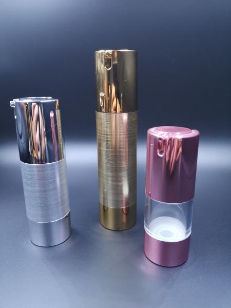 Special 15ml 30ml 50ml gold frosted vacuum skin care silver chambercosmetic manufacturer lotion airless pump bottle
