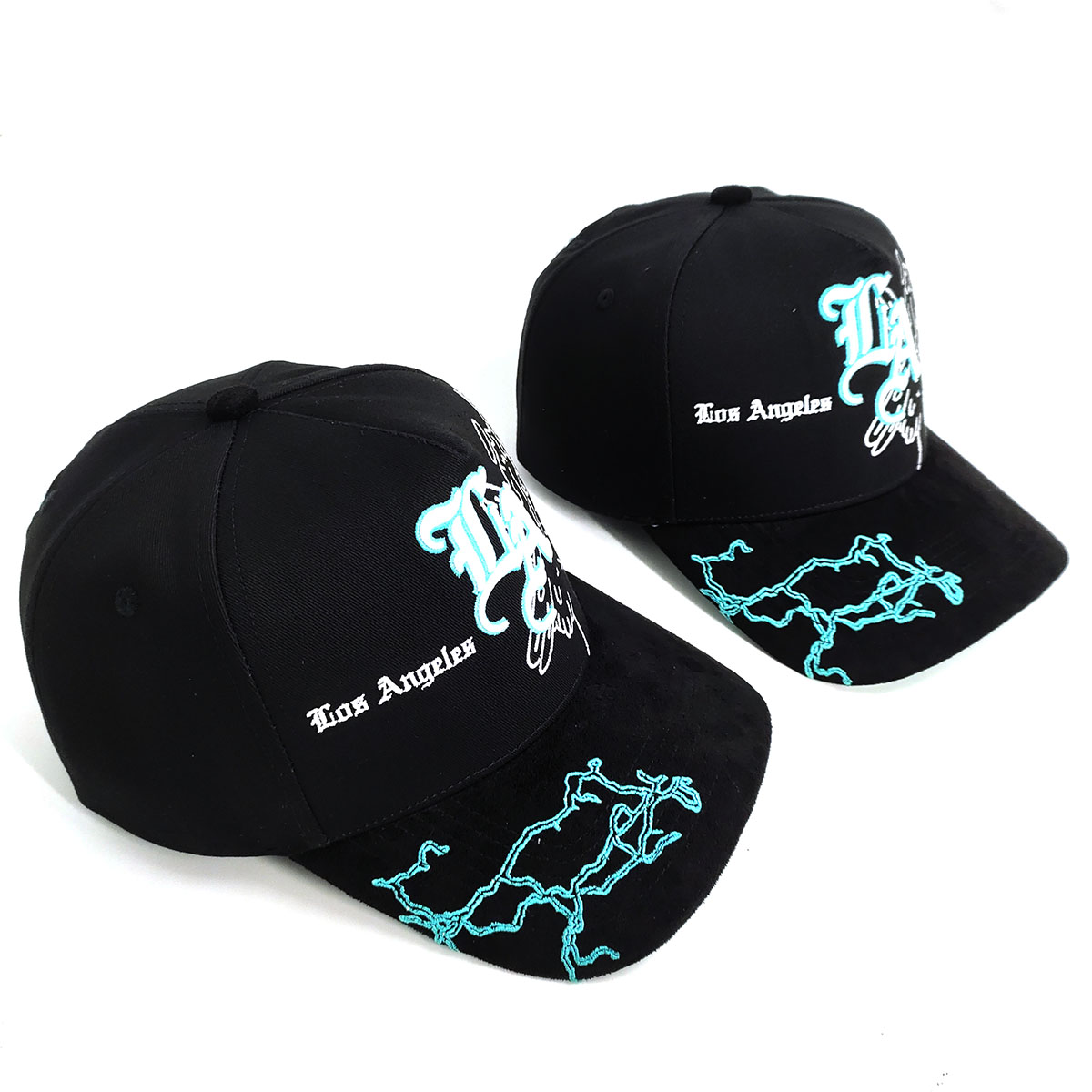 3D Embroider Logos Brim Baseball Caps Cotton And Suede Custom Interior Tape 5 Panels Back Tag Full Black