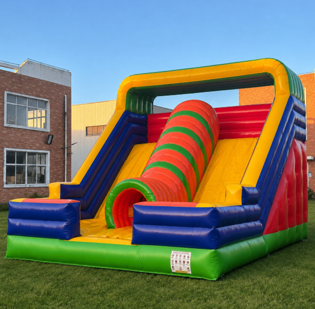 Commercial Inflatable Slide Obstacle Course with Climbing Lane Crawl Tunnel and Bright Colors for Children Event Rentals