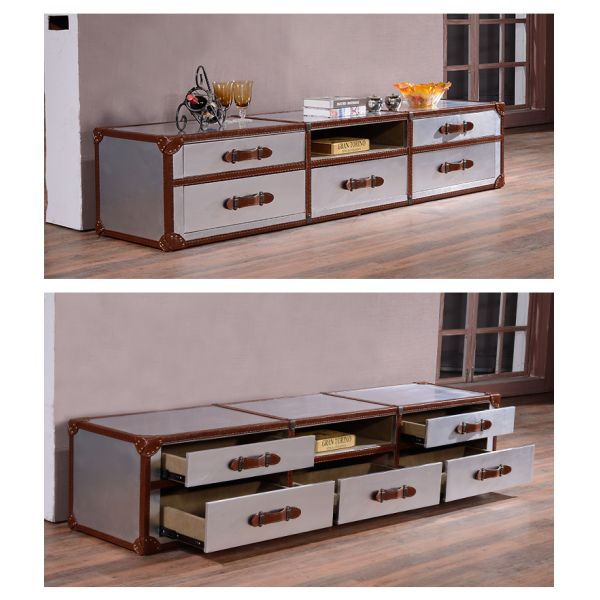 Nidea #6802 Industrial Style 5-Drawer Aluminum TV Cabinet Designer Personality Metal Storage for Hotel & Living Room Manufactured Furniture