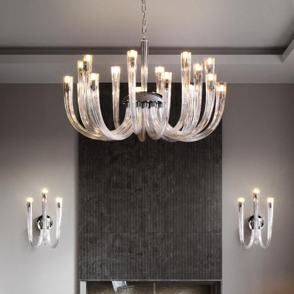 Post Modern Light Luxury Flower Glass LED Pendant Light Living Room Dining Room Bedroom Chandelier