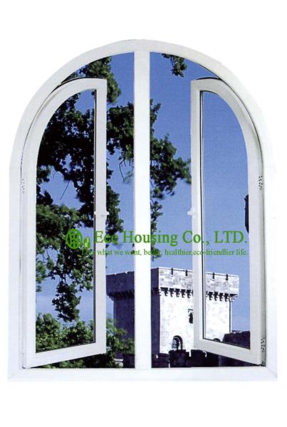 Arch UPVC Windows With Grilled Design For House residential, White Color Vinyl Windows
