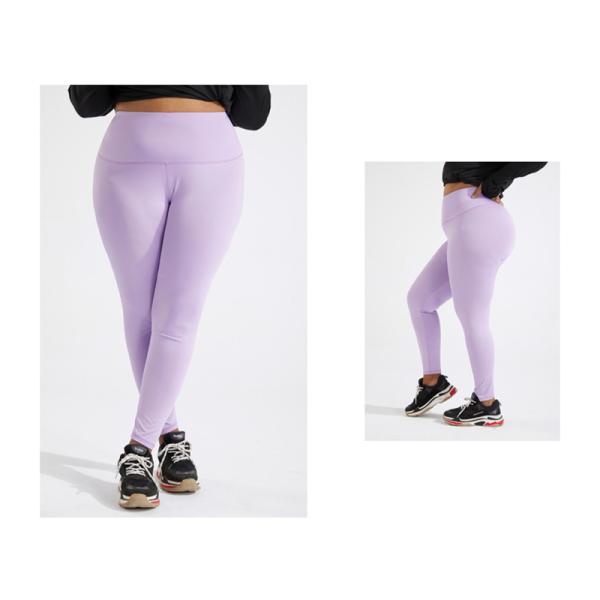 Пурпур женщин атлетический мягкий плюс Tummy брюк йоги размера контролирует высокую резинку