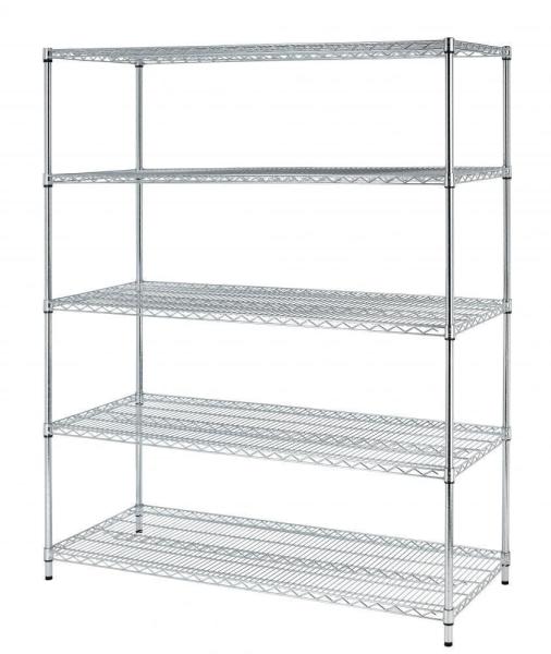 BSCI factory & NSF certified 4 Tier carbon steel rolling chrome wire shelving