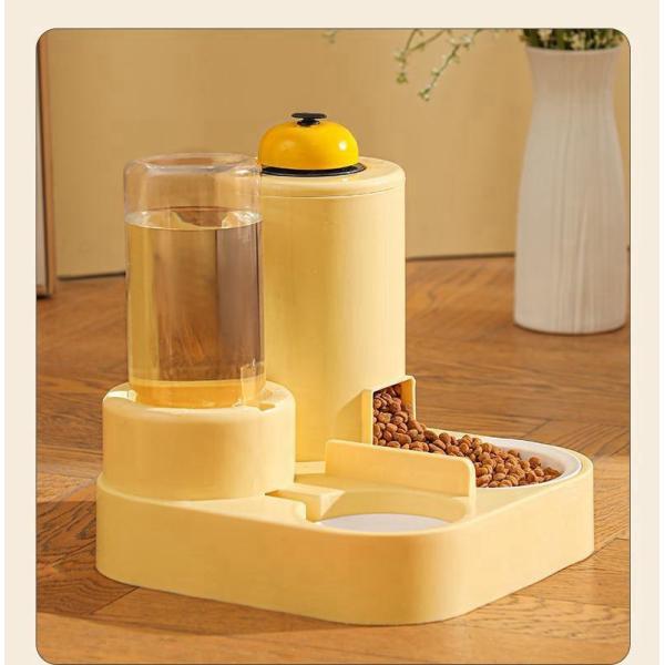Automatic Cat Feeding Water Feeder Three-in-One Water Dispenser Ceramic Bowl for Cats and Dogs with Bell