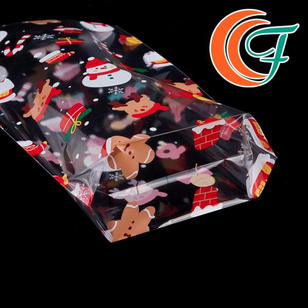 Изготовленное на заказ прозрачное плоское OPP CPP прокатало подарок рождества сумок Multicolor печатая