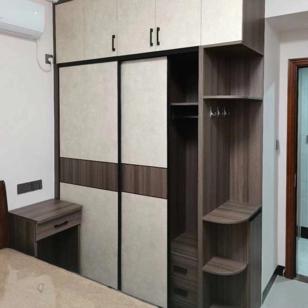 MDF Wooden Sliding Door Wardrobe Closet Cabinet Adjustable OEM