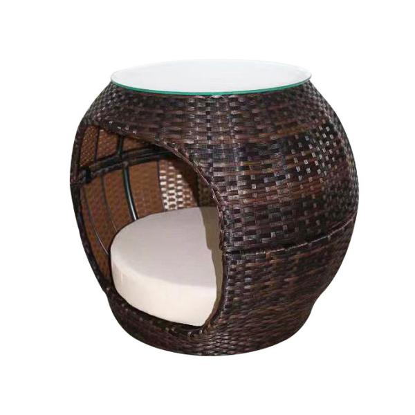 13mm  Eco-Friendly Rattan Cat Bed Woven Apple-Shape Dome Cat Cave Cushion Coffee Table Natural Pet Houses Furniture