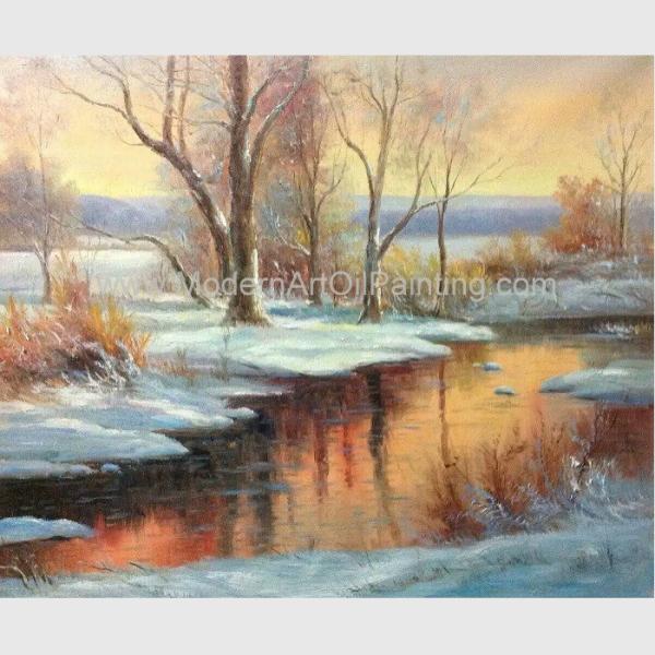 Peinture à l'huile faite main de paysage de neige classique d'hiver pour d
