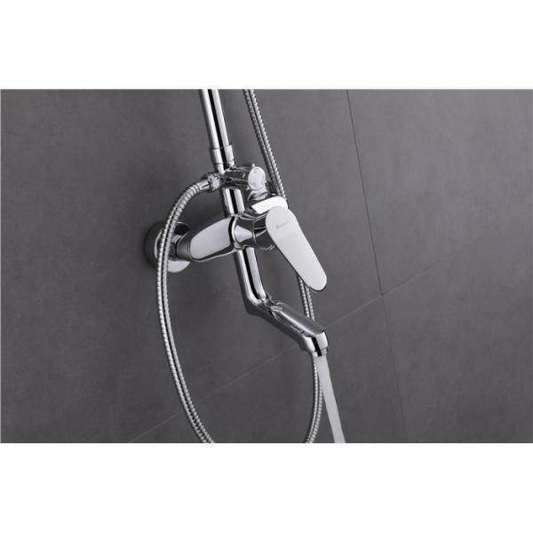 Household Round Bathroom Shower Fixture Sets , 304 Stainless Steel Plated Pole Bathroom Shower Set