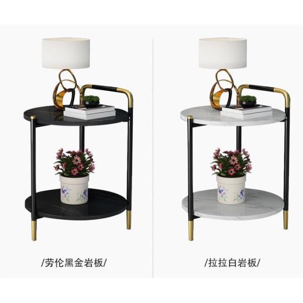 Two Tier Round Marble Coffee Table , Steel Frame Marble Top Tea Table