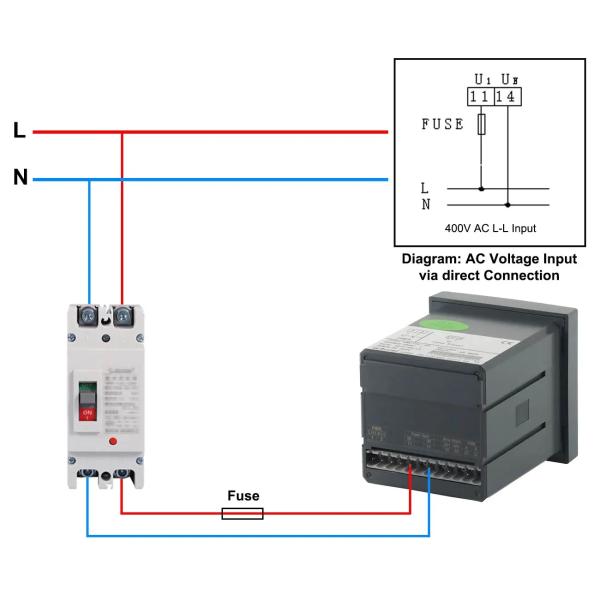 Acrel AMC72L-AV однофазный выходный ток связи RS485 4-20mA с номинальным напряжением на ЖК-дисплее AC 100V 400V