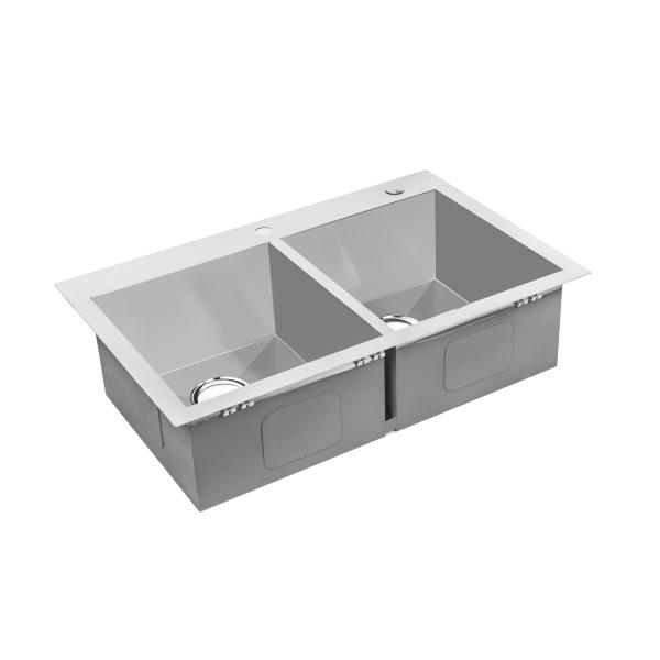 PVD Stainless Steel 304 Kitchen Sink Double Counter Top Basin