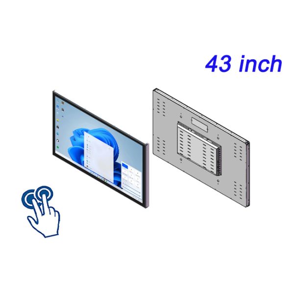 Flush Mountable Metal Case 43 Inch Touch Screen LCD Monitor Front IP65 Rating Industrial Grade Display