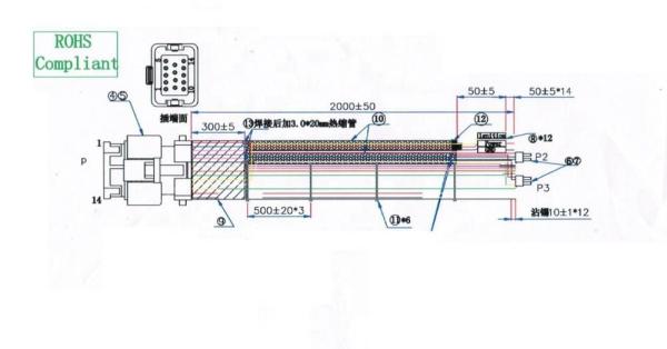 Custom UL1007 20awg Copper Wire Harness for RoHS Compliant Electrical Trailer Automotive