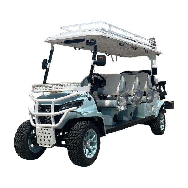 8 Seater Electric Golf Cart White Light Blue Contrast Stitching Custom Model