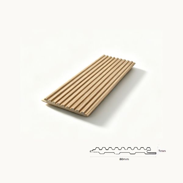 80x7mm Corrugated Solid Core PVC Fluted Wall Panels Durable Interior Cladding Sheet for Column Wrap Design