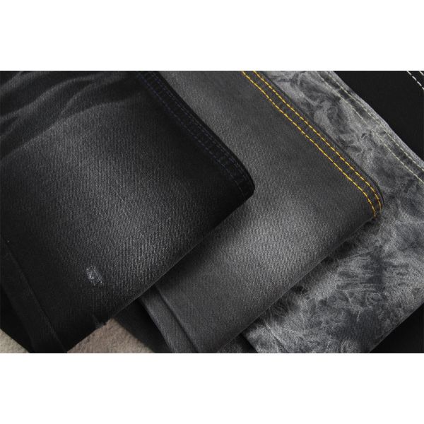 10 Once Black Black Slub Cotton Polyester Spandex Denim Jeans Fabric