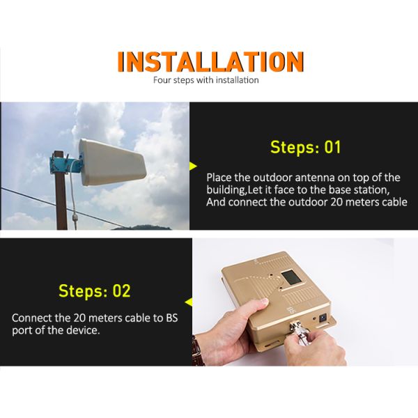 GSM LTE 2G 4G Signal Repeater with 70dB Gain, 800MHz Range, and Automatic Gain Control for Enhanced Mobile Signal