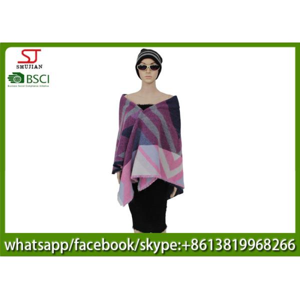 370g 135*135cm 100%Acrylic woven jacquard rhomb scarf poncho best price factory keep warm fashion china supplying
