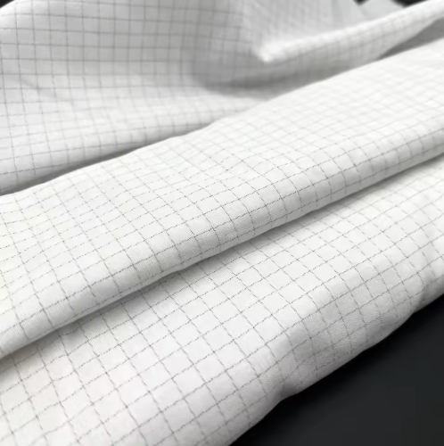 Anti-static ESD Cleanroom Polyester Fabric, 5mm Grid, White, Cleanroom Coating