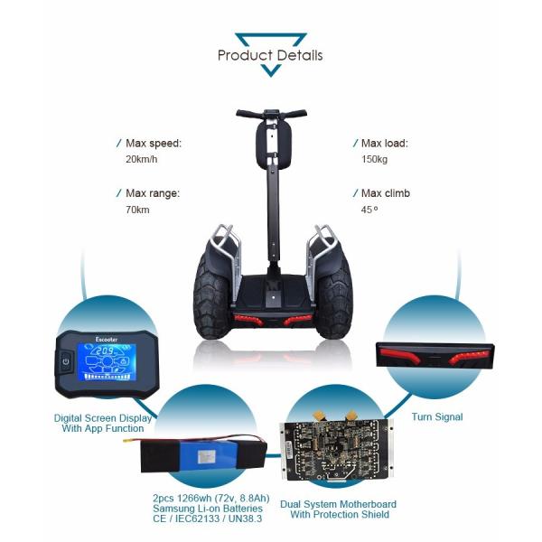 App Controlled by Phone 72v , 4000w , 18Ah Two Wheels Electric Self Balance Electric Scooters
